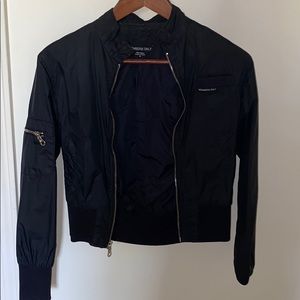 Members only black nylon fitted bomber jacket